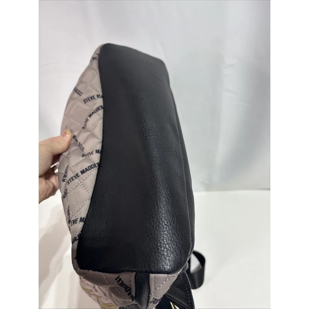 Steve Madden Quilted Tan & Black‎ Backpack Bag Multiple Pockets
